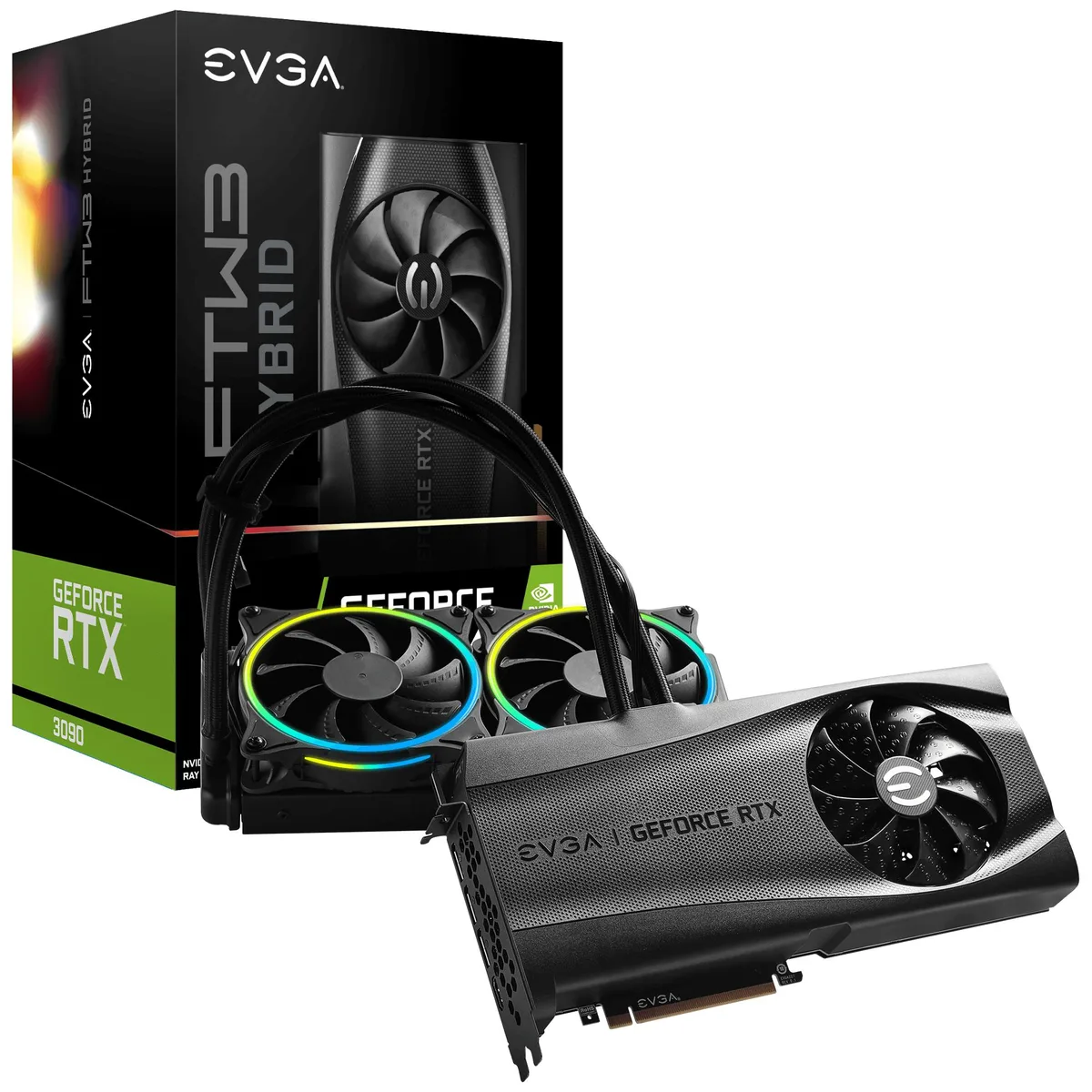 EVGA EVGA GeForce RTX 3090 FTW3 Ultra Hybrid graphics card — photo du produit
