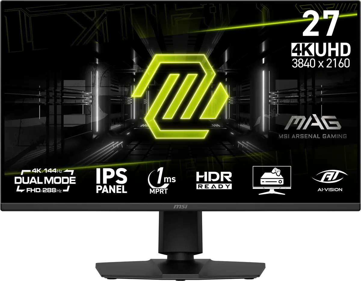 27 inch flat gaming monitor in metallic black with adjustable stand