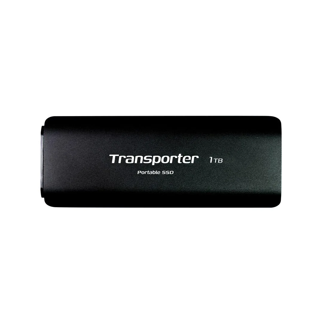 Compact rectangular external SSD with silver aluminium housing and integrated USB-C cable with dual Type-A and Type-C connectors