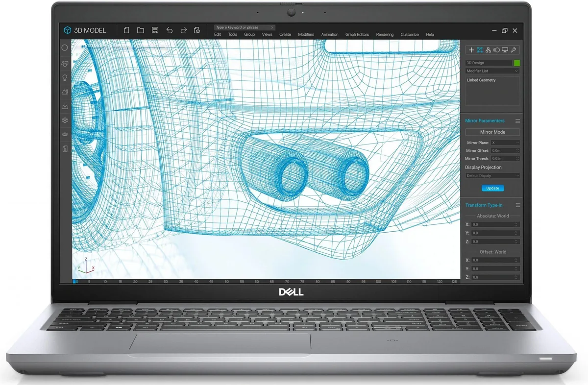 Gray Dell Precision 3561 15.6 inch laptop closed on a plain surface