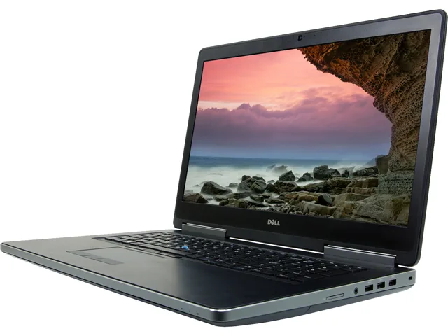 Gray Dell Precision 7710 workstation laptop, 17.3 inch FHD display, AC adaptor and battery included