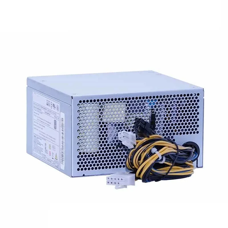 Rectangular ATX power supply unit with matte black finish and visible cooling fan grille