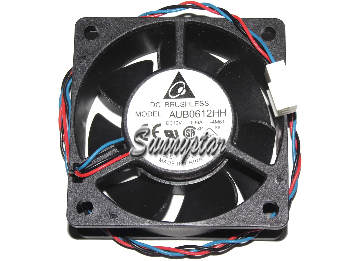 Black square 60mm fan with 25mm depth, three-wire connector