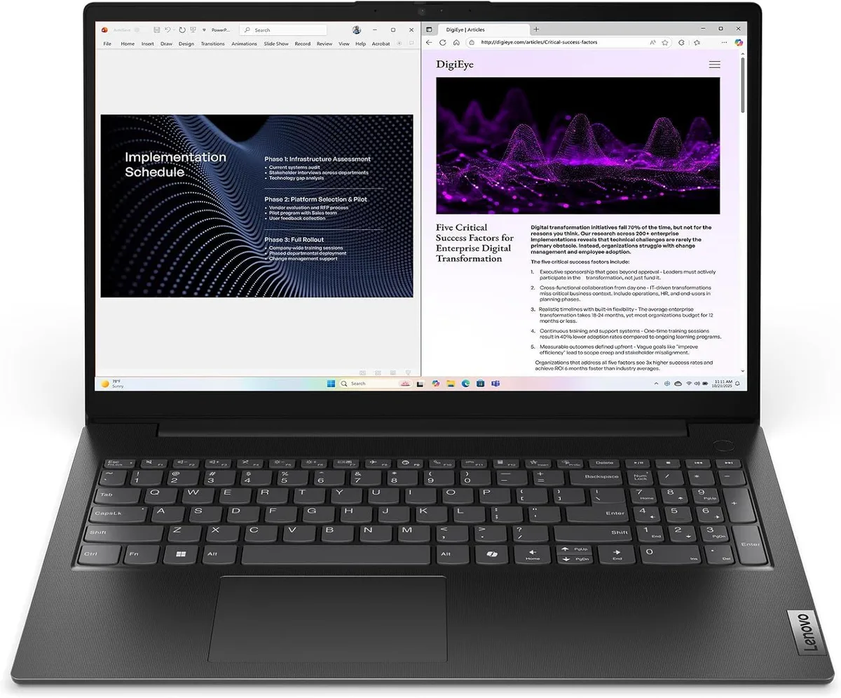 Black 15.6 inch business laptop with matte finish and webcam privacy shutter