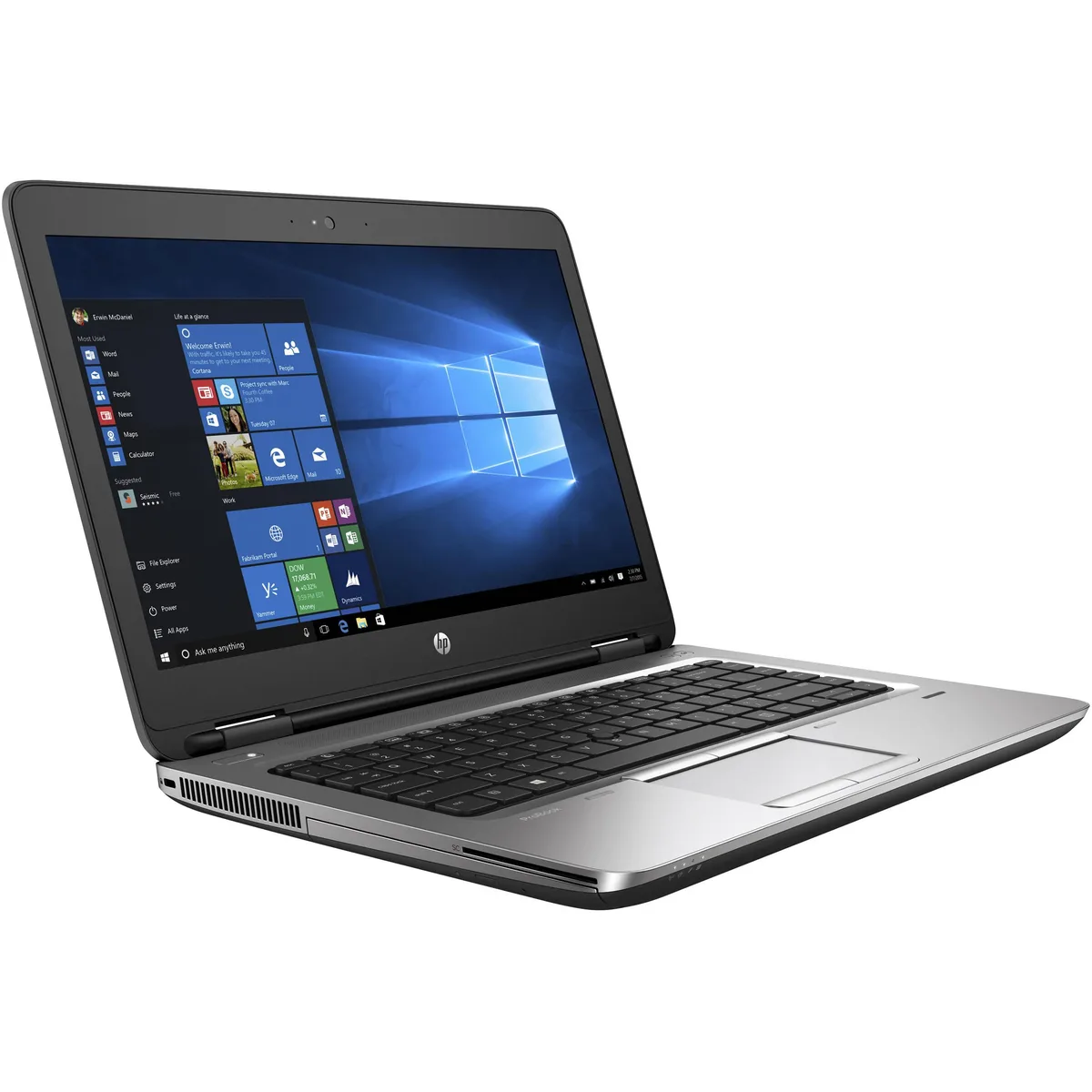 Silver HP ProBook 640 G2 14.0 inch laptop closed
