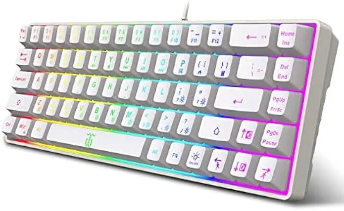 TAURKENAM TAURKENAM 60% Gaming Keyboard 68 Keys White — fotografia produktu