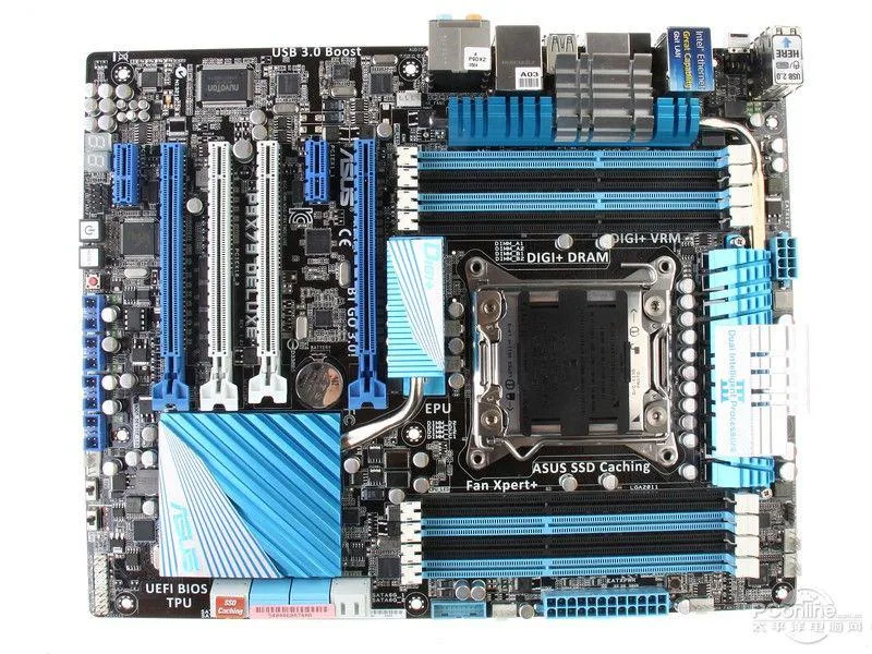 ATX motherboard with LGA 2011 socket and DDR3 slots