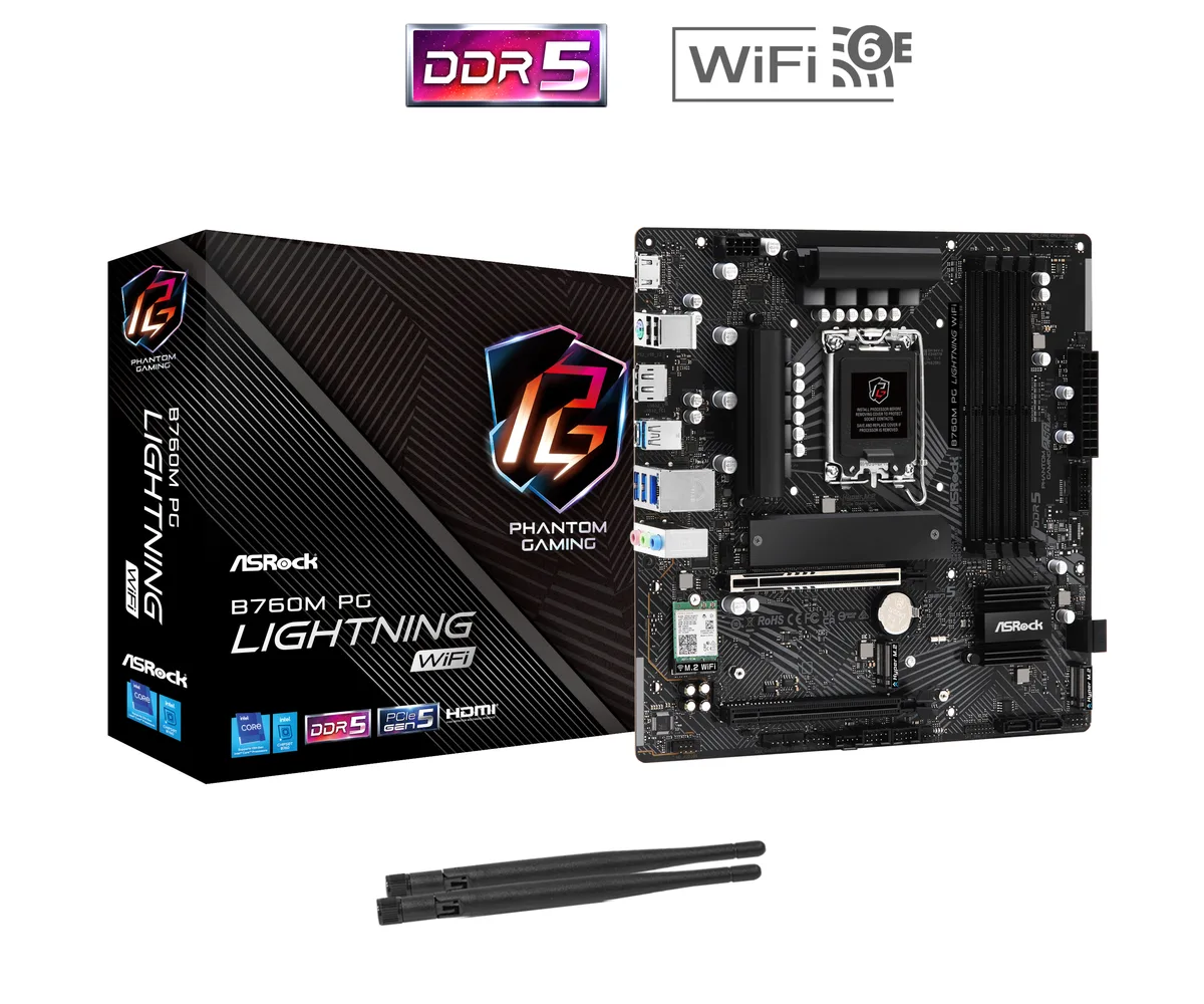 Grey Micro ATX motherboard with black aluminium heatsinks and silver PCIe slots