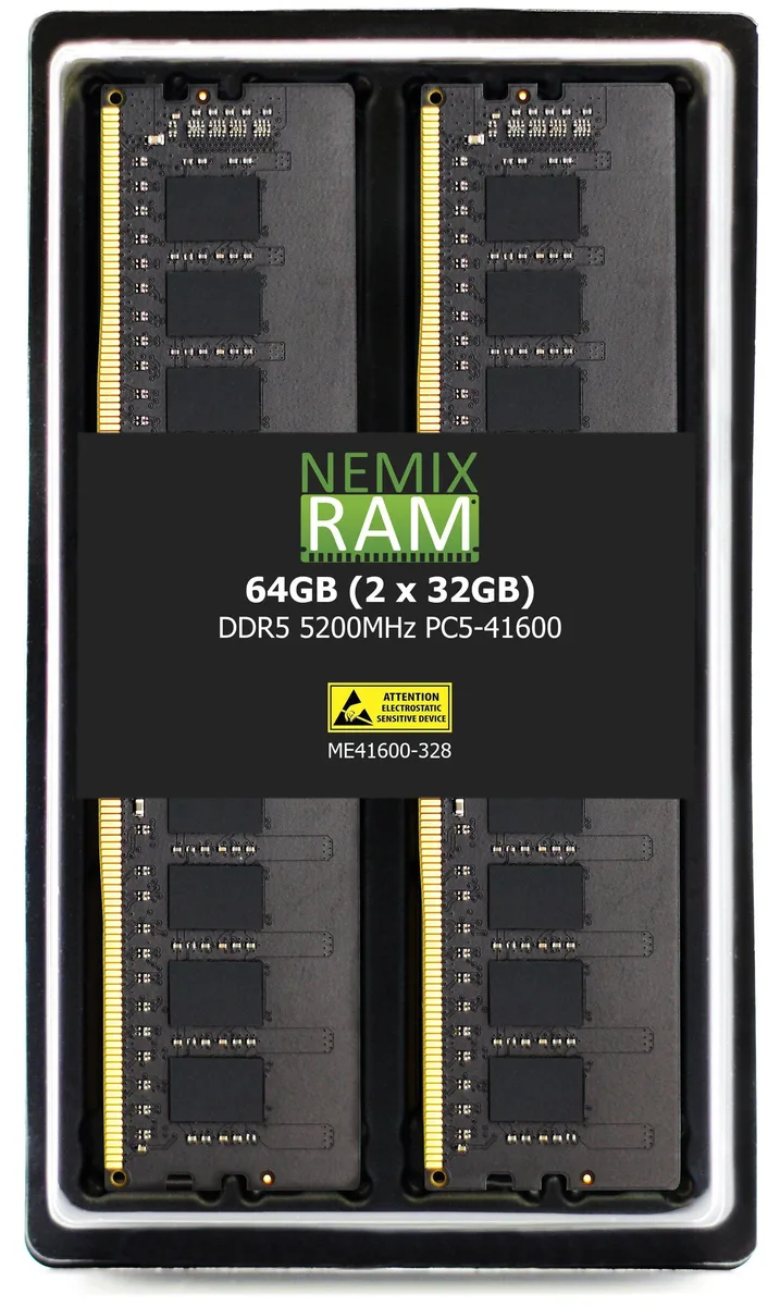 NEMIX RAM NEMIX RAM 64GB (2x32GB) DDR5 5200 ECC Unbuffered UDIMM server RAM — product photo