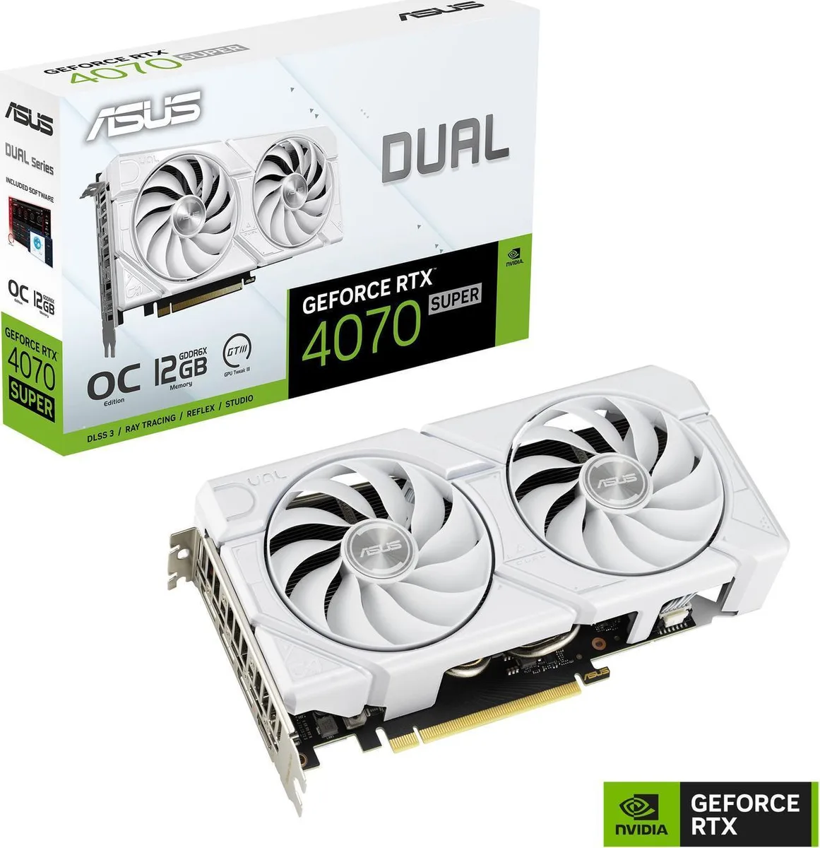 ASUS ASUS Dual GeForce RTX 4070 SUPER EVO White OC Edition graphics card — 商品照片