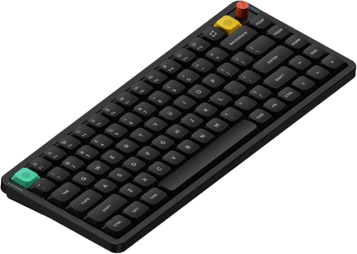 Slim 75 percent keyboard in black and blush with rotary knob