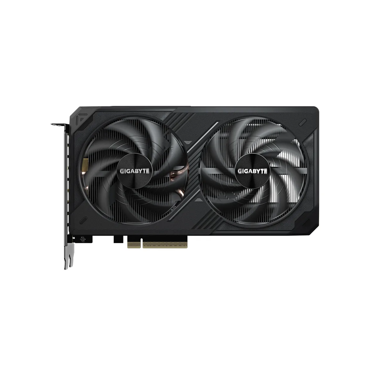 Black dual-fan ATX graphics card, 208 mm long, two-slot width