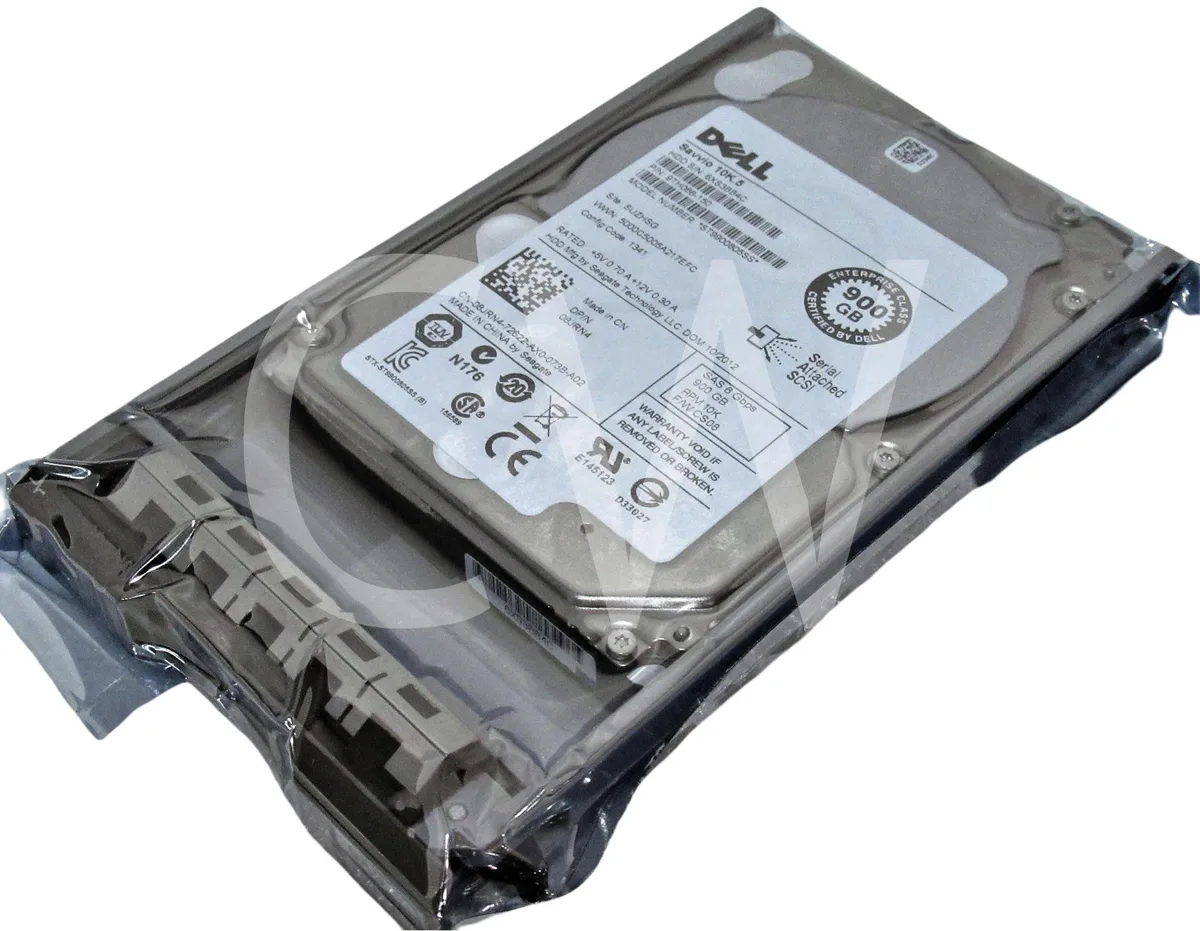 Small silver rectangular 2.5 inch SAS hard drive with Dell label