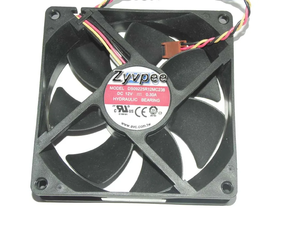 Zyvpee Zyvpee DS09225R12MC238 92mm 25mm 12V .3A 3 Pin Ball Bearing Case Fan — 제품 사진