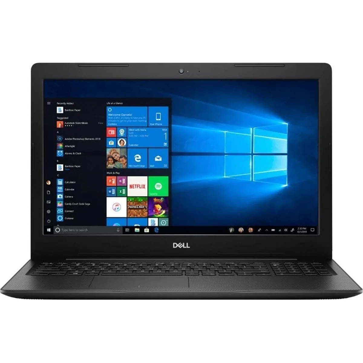 Black Dell Inspiron 3583 15.6 inch laptop, matte finish, non-touch display