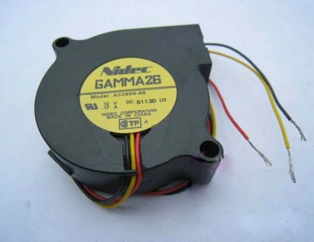 Small black blower fan 50 by 15 mm three-wire connector