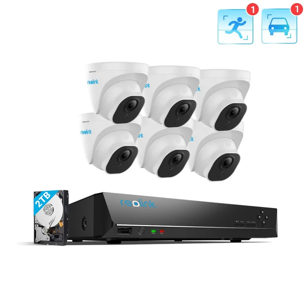 Reolink Reolink RLK8-820D6-A 8CH 4K PoE Security System 6× Dome Cameras 2TB HDD — 제품 사진