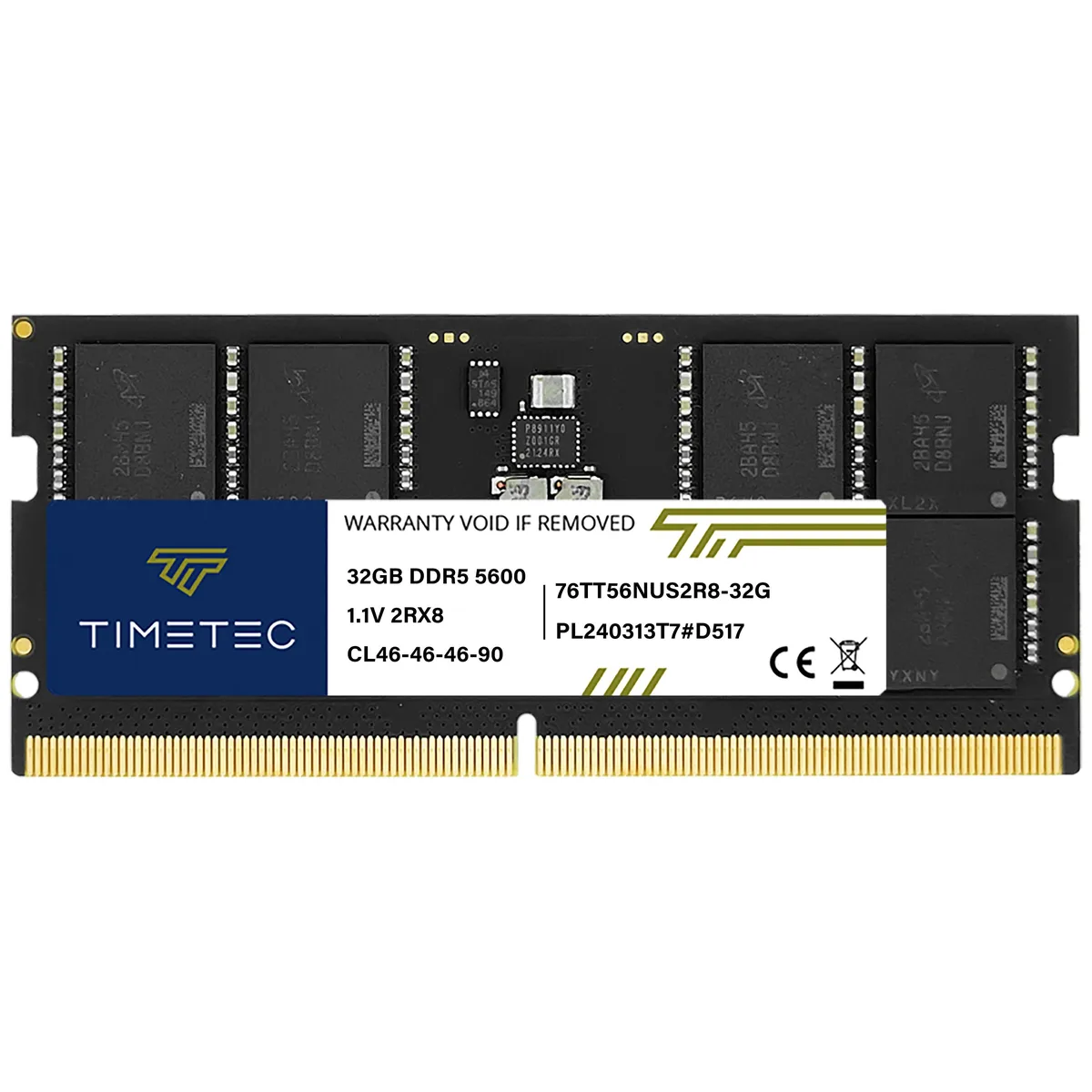 Timetec Timetec 32GB DDR5 5600MHz CL46 2Rx8 262-Pin SODIMM Laptop RAM — product photo
