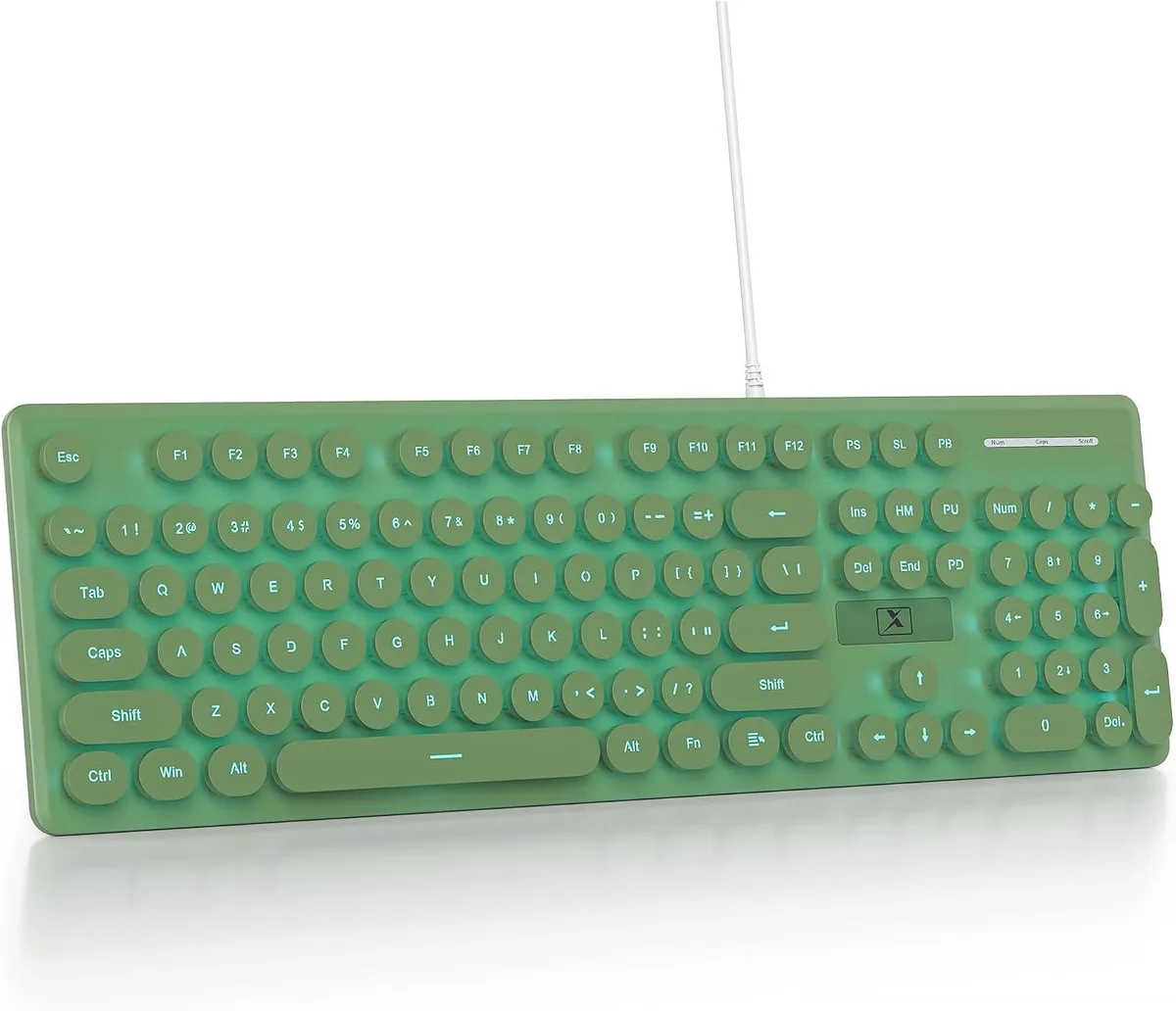 usbroway usbroway Retro Typewriter Gaming Keyboard Dark Green Blue LED 50M keystrokes — product photo