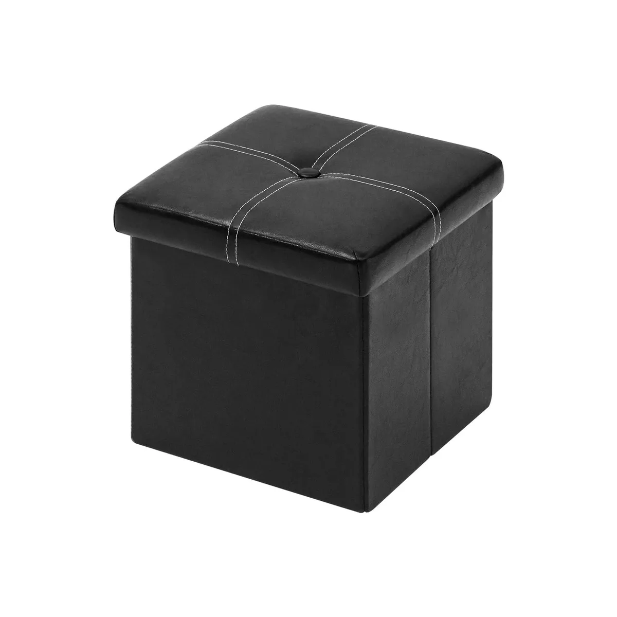 B FSOBEIIALEO Storage Ottoman Cube 11.8" Black Faux Leather — fotografija proizvoda
