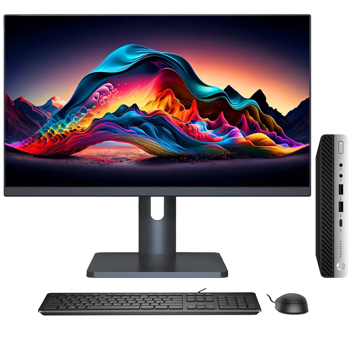 HP HP ProDesk 600 G4 Mini PC i5-8500T 16GB 256GB 27" Monitor — photo du produit