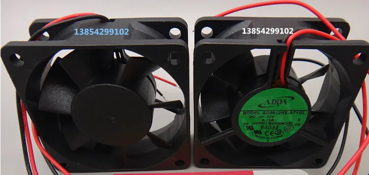 Black 60mm square fan with hydraulic bearing and two-wire connector