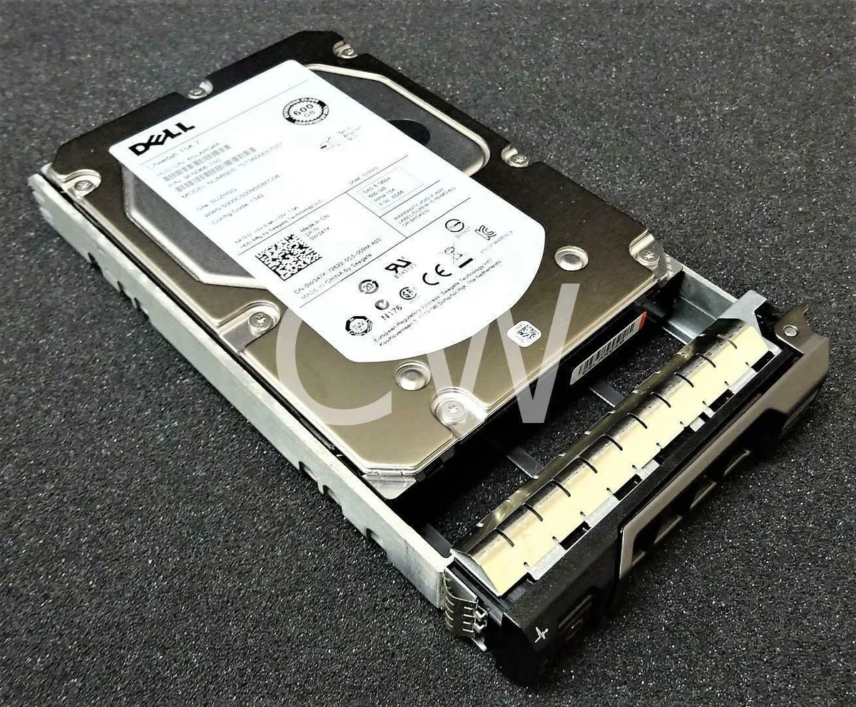 Silver 3.5 inch SAS hard drive with Dell label