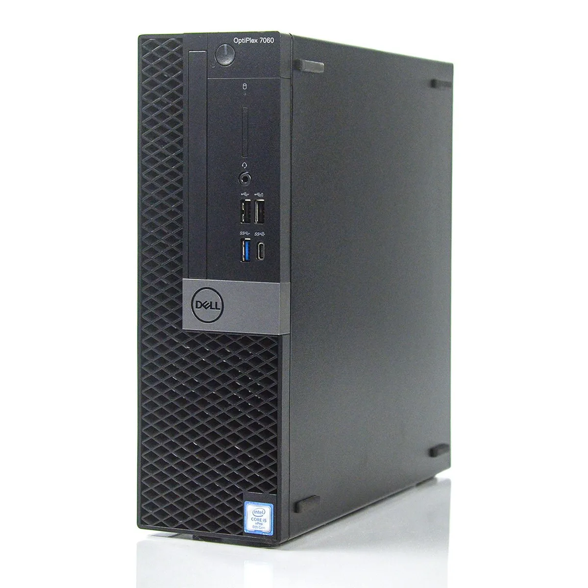 Small black Dell OptiPlex 7060 SFF desktop tower with optical drive slot