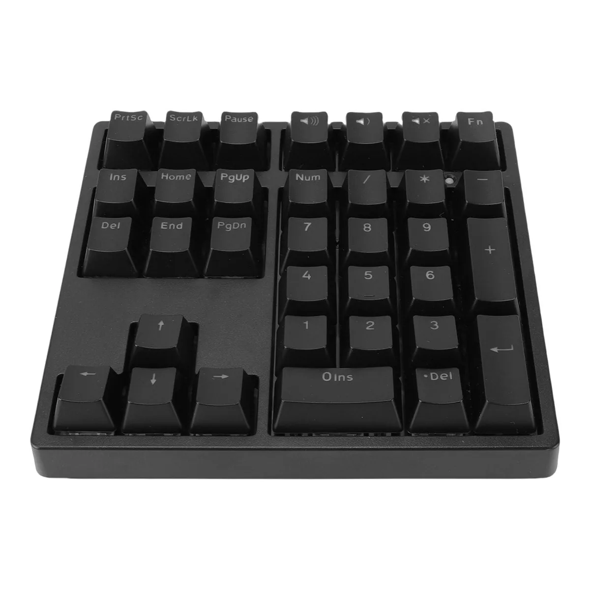 Black 34-key mechanical numeric keypad with blue switches and RGB backlighting