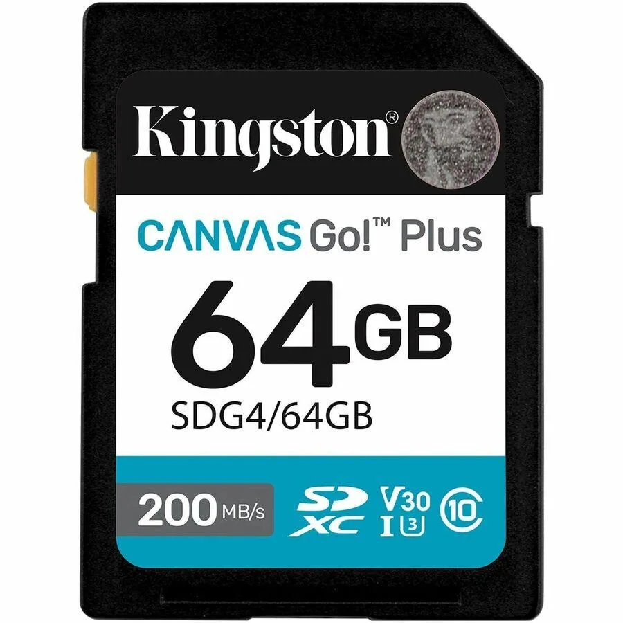 Kingston Technology Corp. Kingston Canvas Go! Plus 64 GB SDXC UHS-I U3 V30 200MB/s — vörumynd