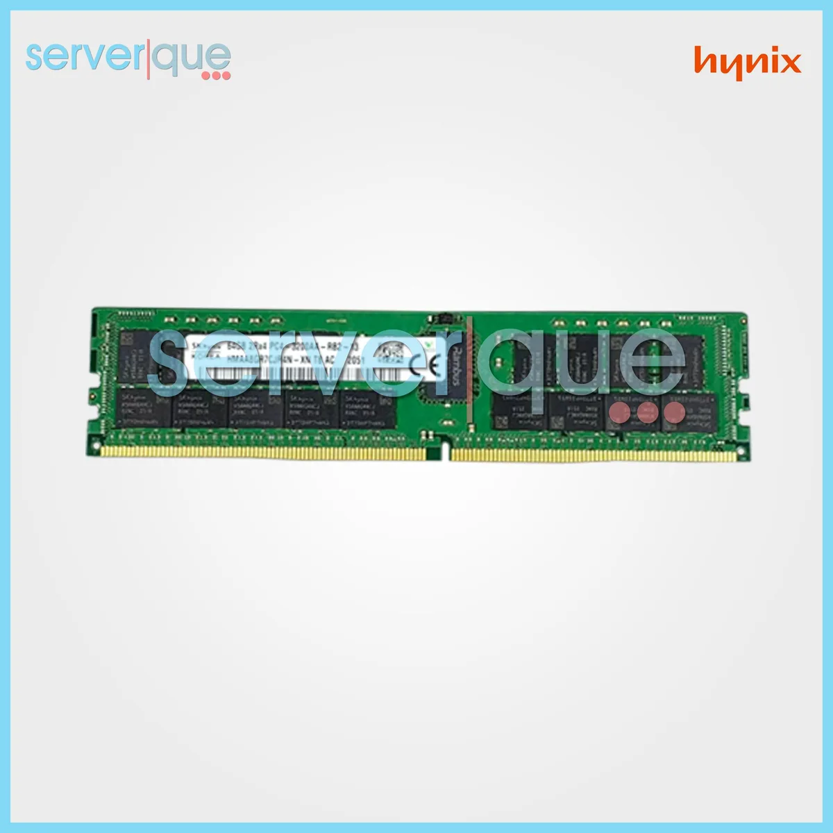 Green 288-pin DDR4 DIMM with black chips and gold contacts