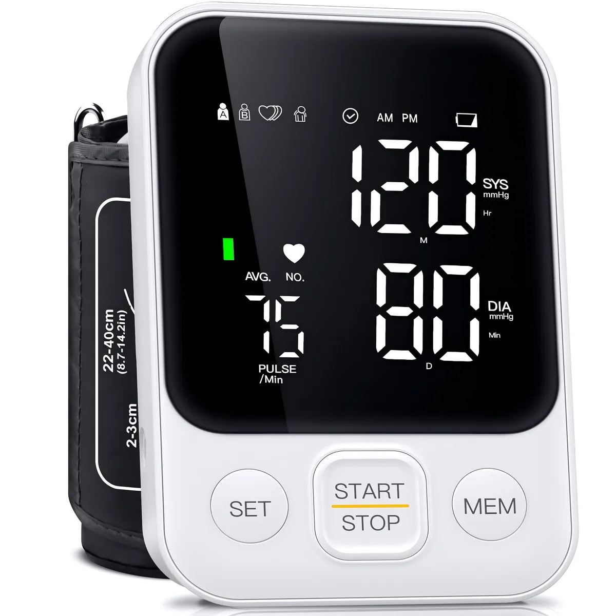 EC2WORLD C02 Blood Pressure Monitor White 240 Readings 8.7-15.7in Cuff — foto do produto