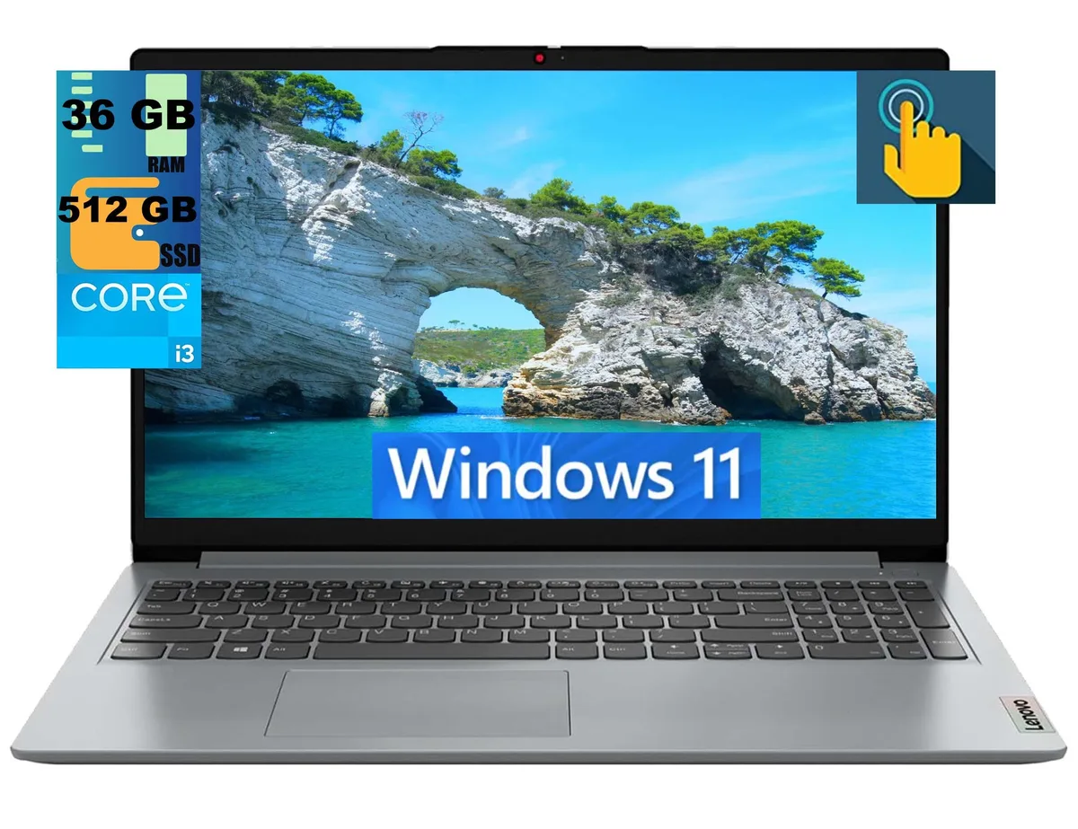 Lenovo Lenovo IdeaPad 1 15 laptop 15.6" FHD touchscreen i3-1215U 36GB 512GB PCIe SSD Gray — product photo