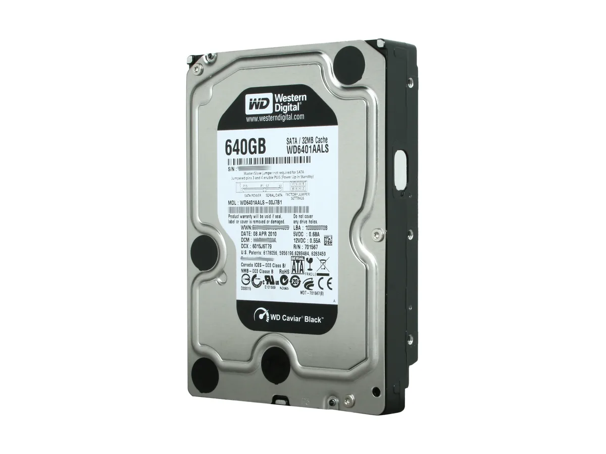 Silver rectangular 3.5 inch bare hard drive with printed label