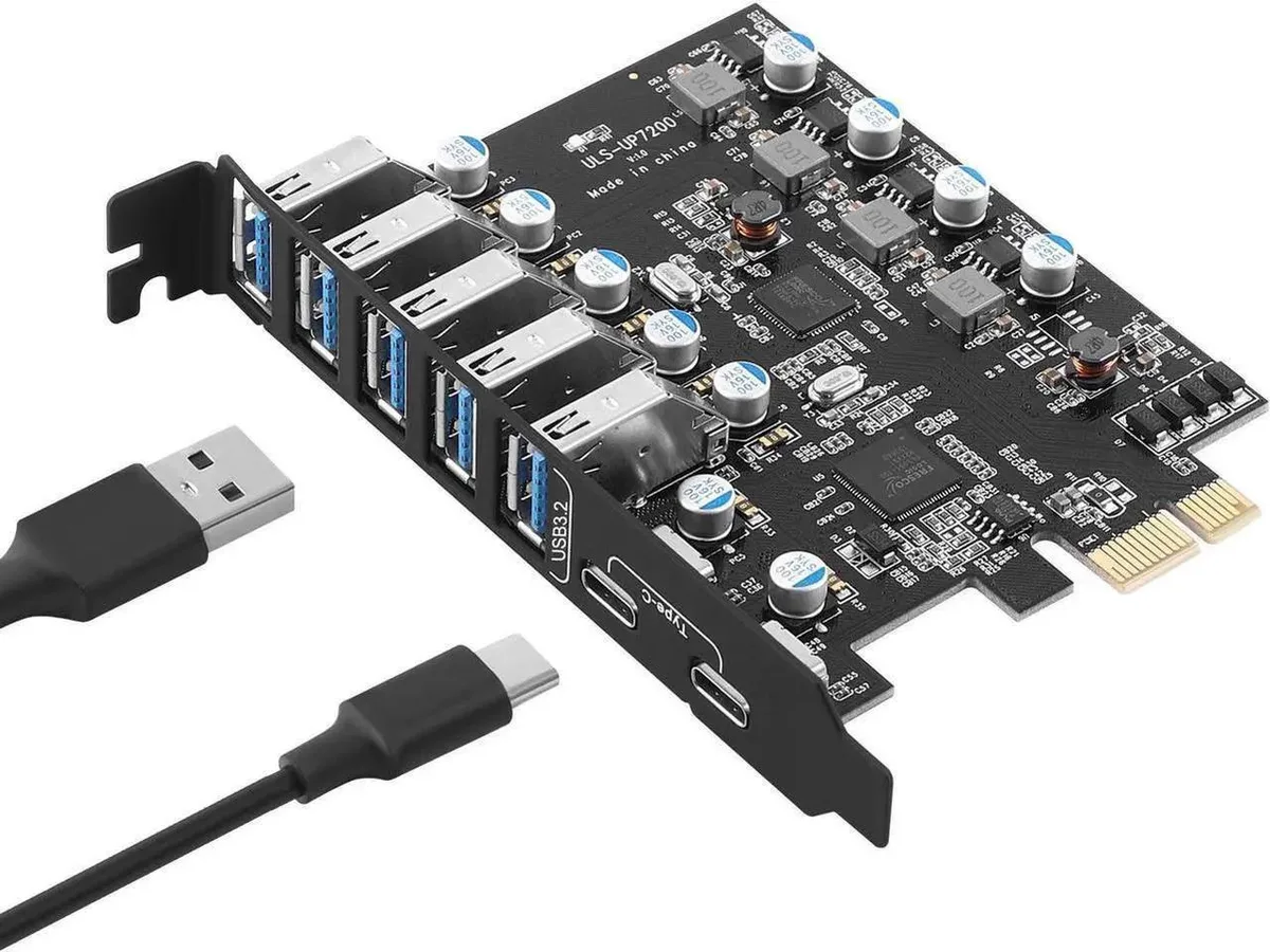 Vszerda Vszerda USB 3.2 PCIe Expansion Card 7 Port (2× USB-C, 5× USB-A) 10 Gbps — product photo