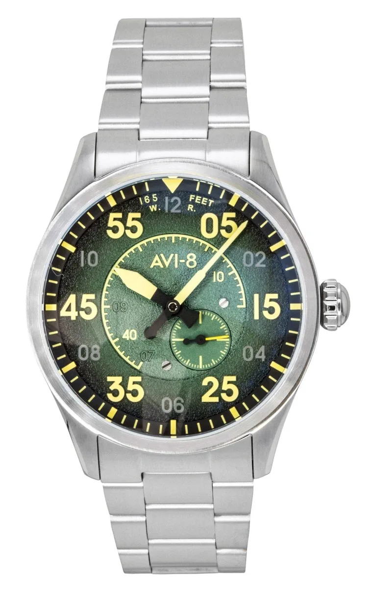 AVI-8 AVI-8 Spitfire Type 300 Tarmac Tracker Green Dial 42mm Automatic Watch — produkto nuotrauka