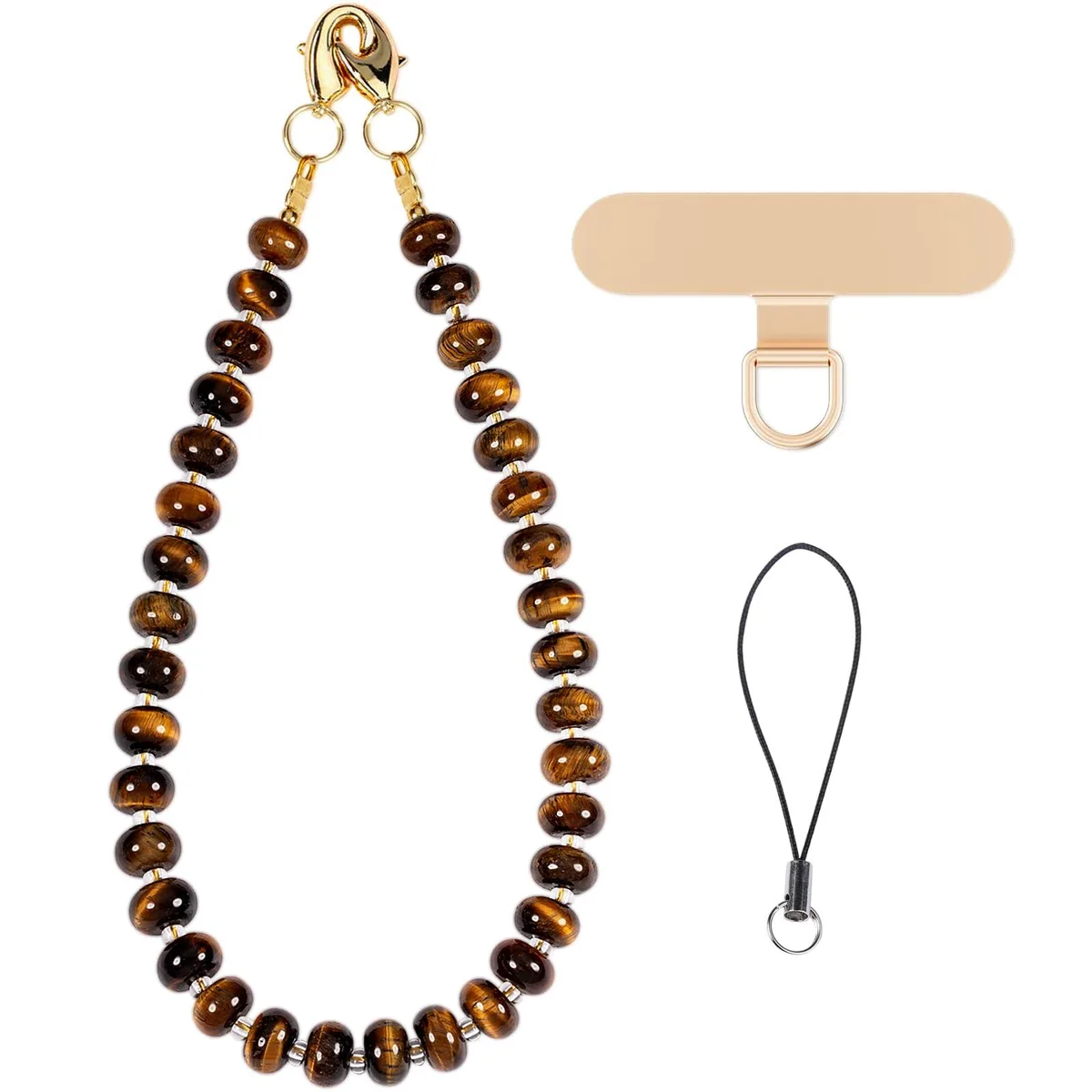 CH.YISHI Tigers Eye Beaded Phone Bracelet 2.0 Steel Cable 12in 23-27g — product photo