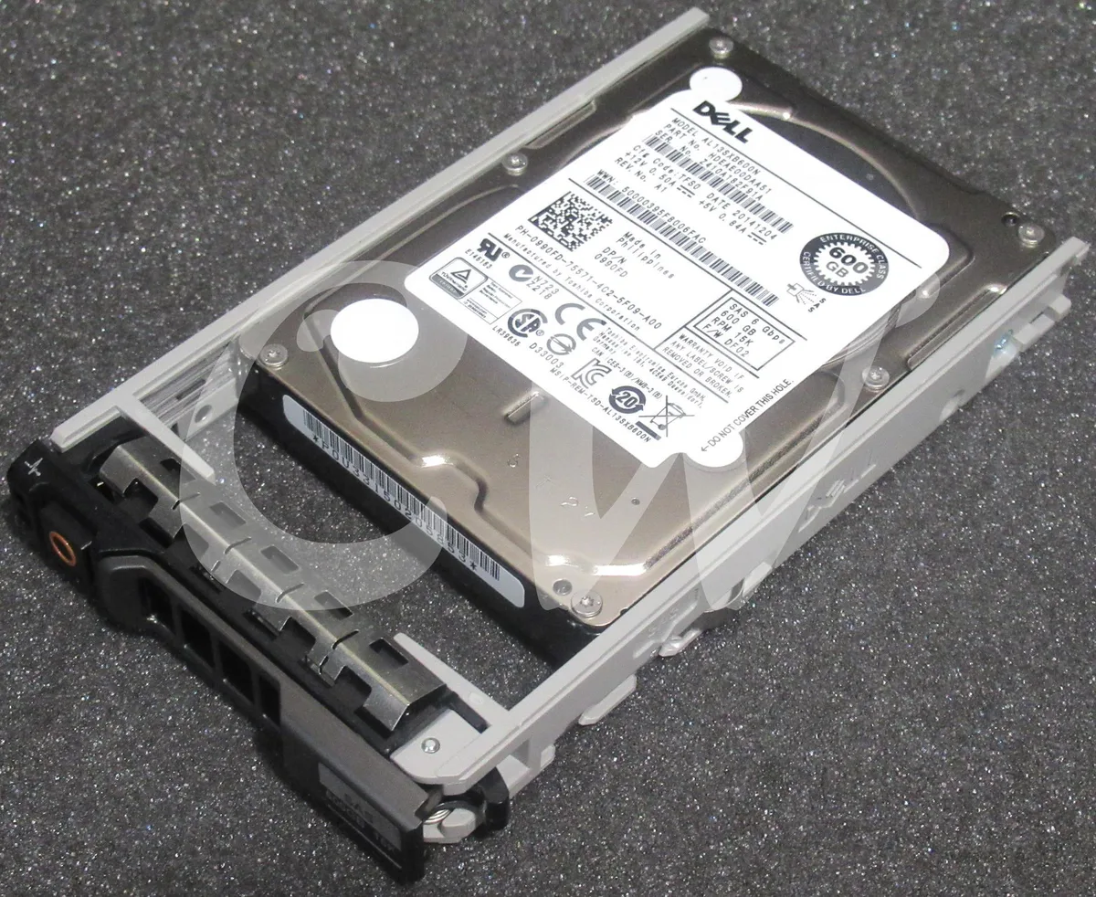 Silver 2.5 inch SAS hard drive with circuit board visible