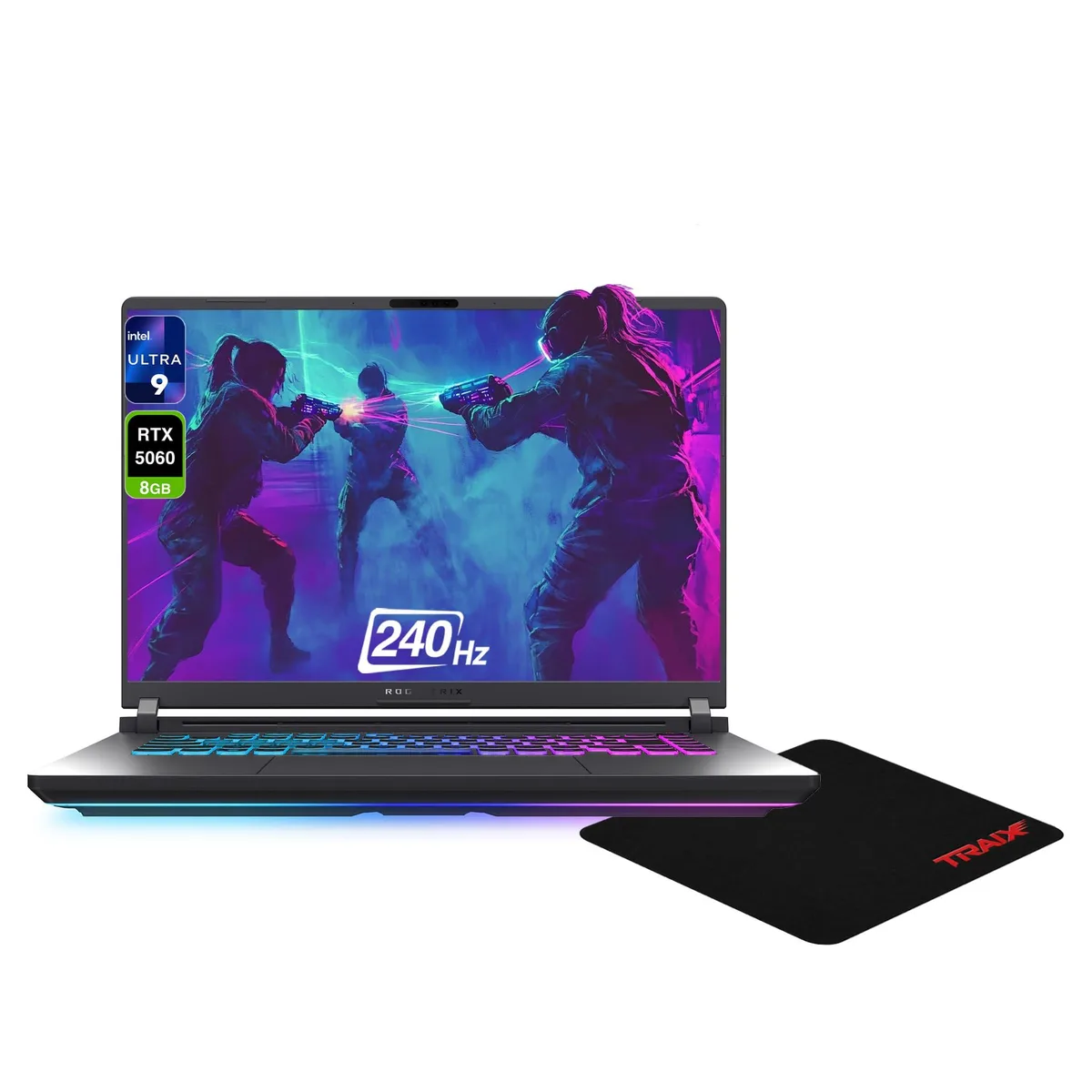 Eclipse Gray 16-inch gaming laptop with 4-zone RGB keyboard