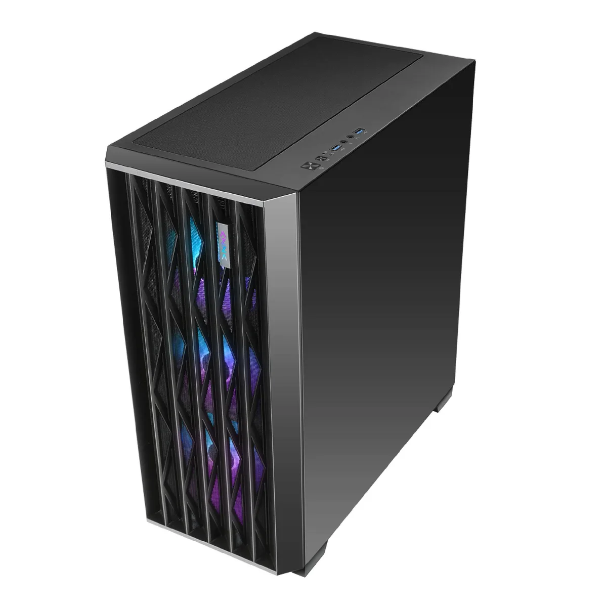 AZZA AZZA LEGIONAIRE 470 ATX mid tower PC case Black 4 x 120 mm ARGB PWM fans Metal Mesh side panel — product photo