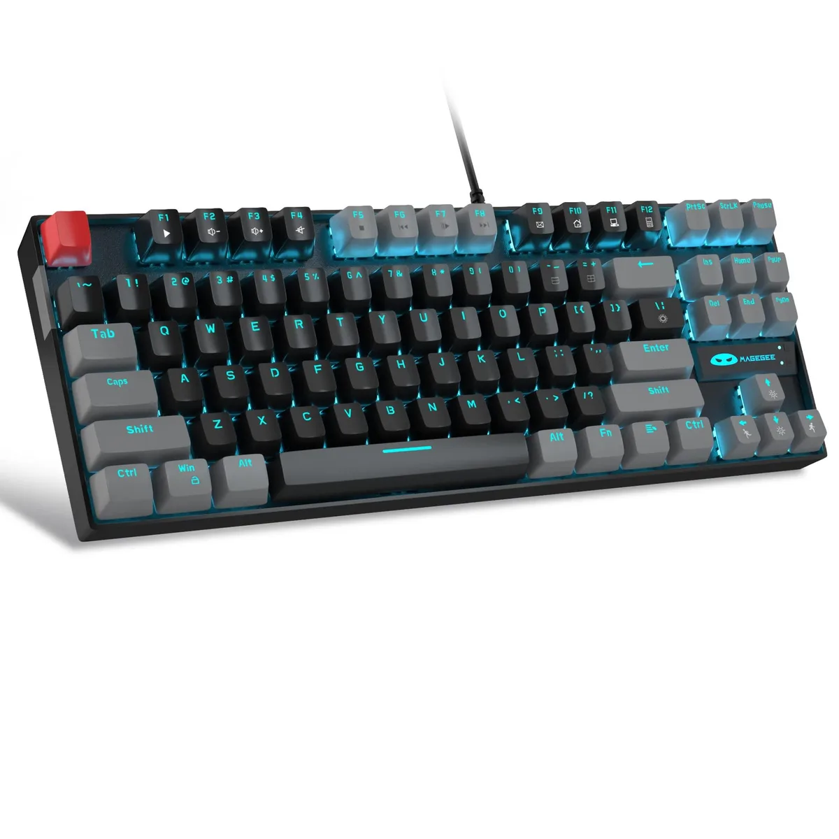 Redragon MK-Star 75% mechanical keyboard black grey metal panel blue LED 87 keys USB