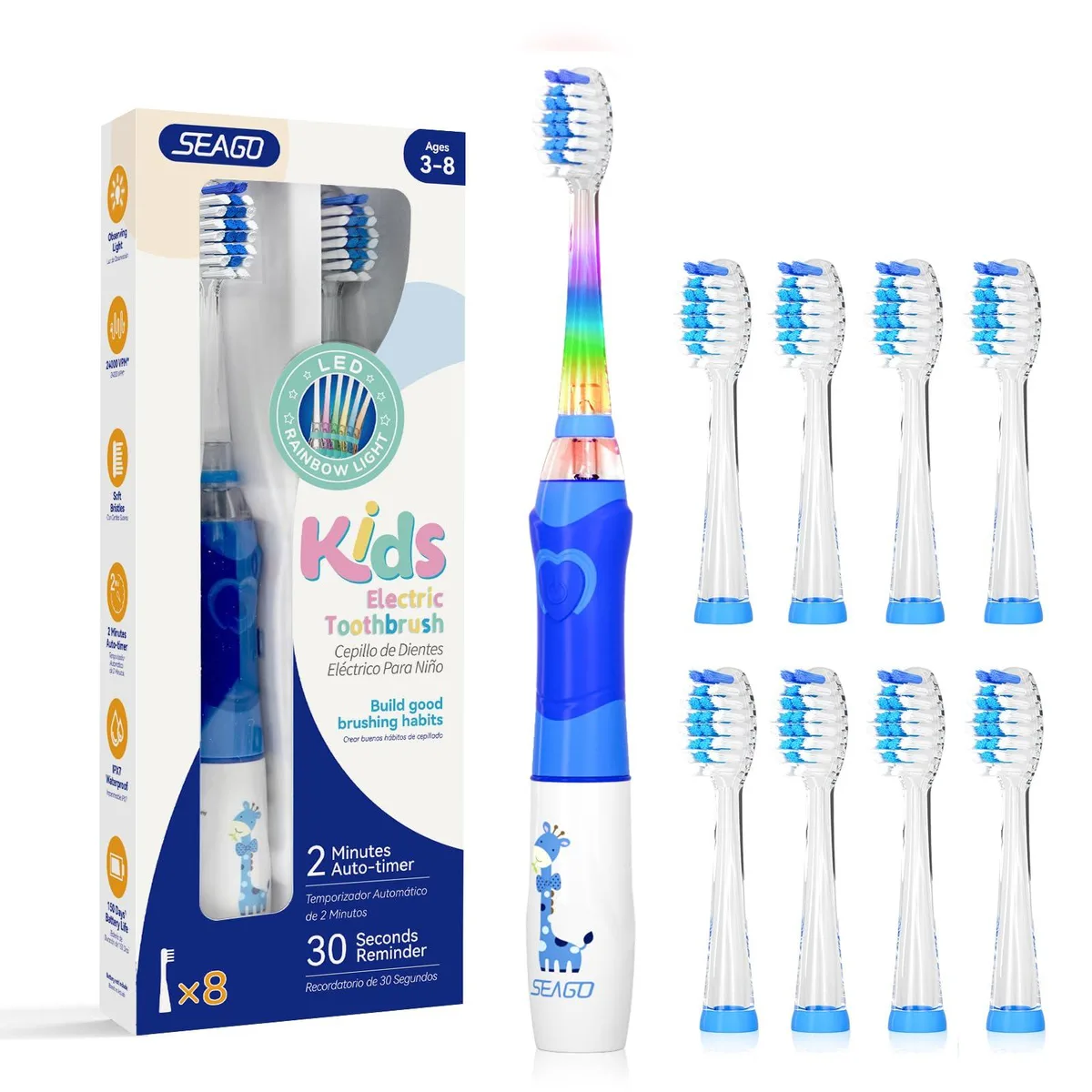  SEAGO SG-977-8 Oral Care Blue 8 Heads 24000 Strokes — produktfoto