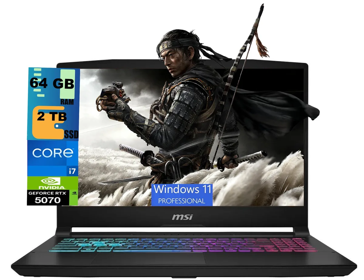 Black 15.6 inch gaming laptop with four zone RGB keyboard
