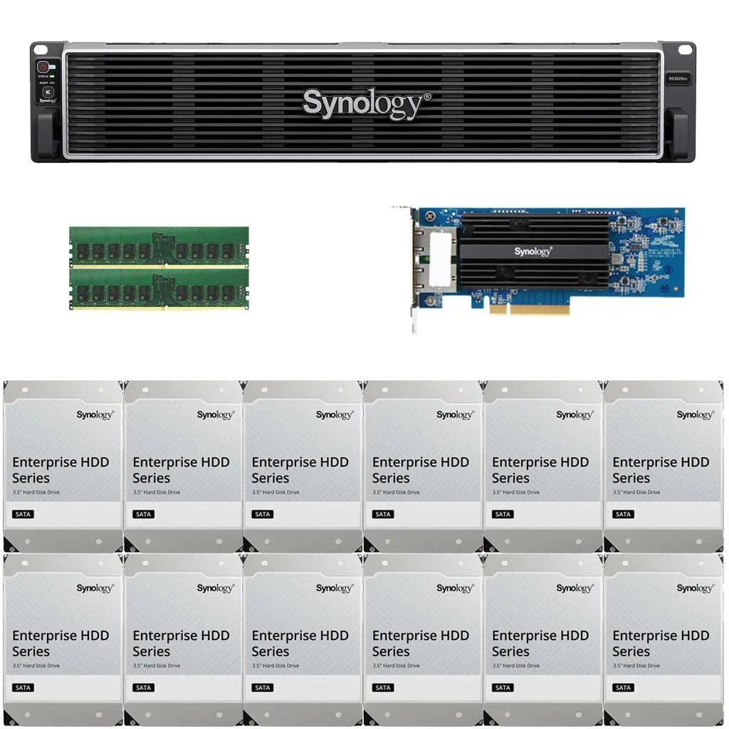 Silver 2U rackmount NAS, twelve drive bays, front panel LEDs and blanking cover