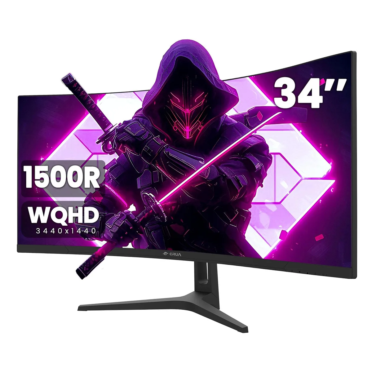 CRUA CRUA 34" Ultrawide Gaming Monitor 3440×1440 165Hz 1500R Curved VA — Produktfoto