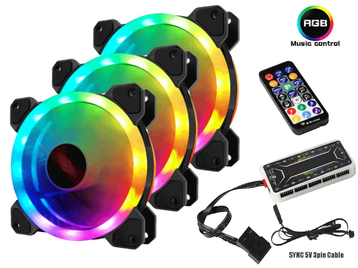 TROPRO TROPRO RGB 120mm Case Fans 3-Pack with RF Remote Hub — ürün fotoğrafı