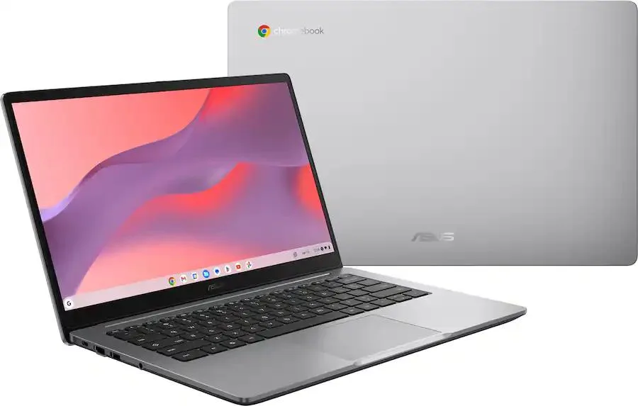 Misty Grey 14 inch Chromebook closed lid matte finish