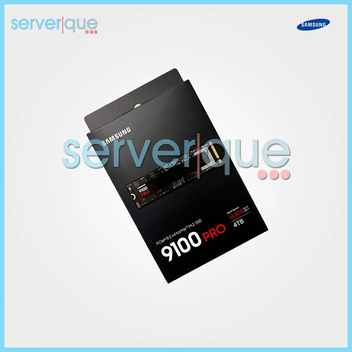 Samsung 9100 PRO 4TB M.2 2280 NVMe SSD with black circuit board and silver label