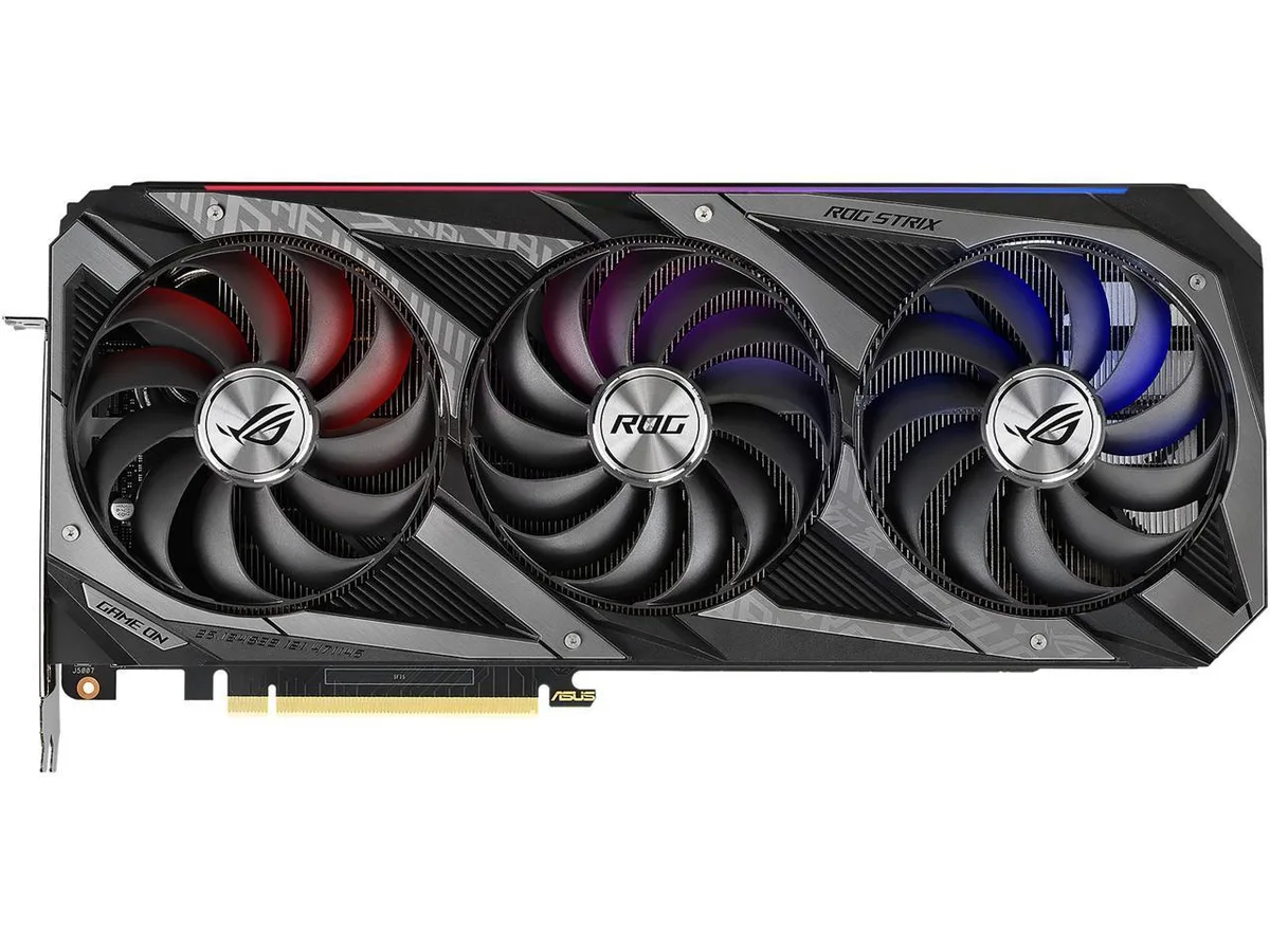ASUS ROG Strix RTX 3070 Ti graphics card with triple axial-tech fans and 2.9-slot metal shroud