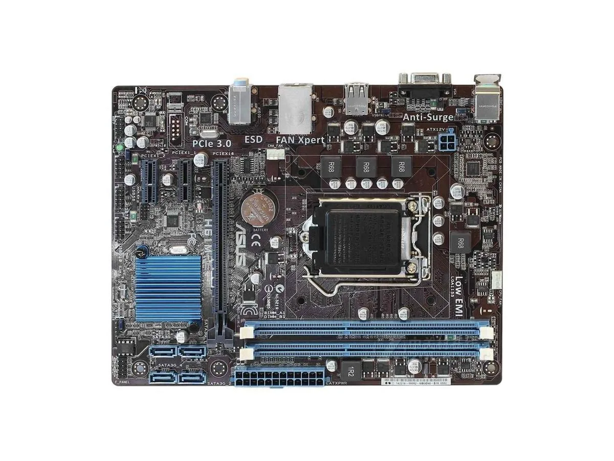 Green Micro ATX motherboard with black sockets and silver heatsinks